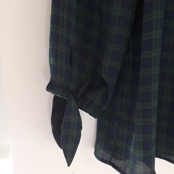 Talbots Blue/Green Plaid Off Shoulder Top- Small - Picture 5 of 7